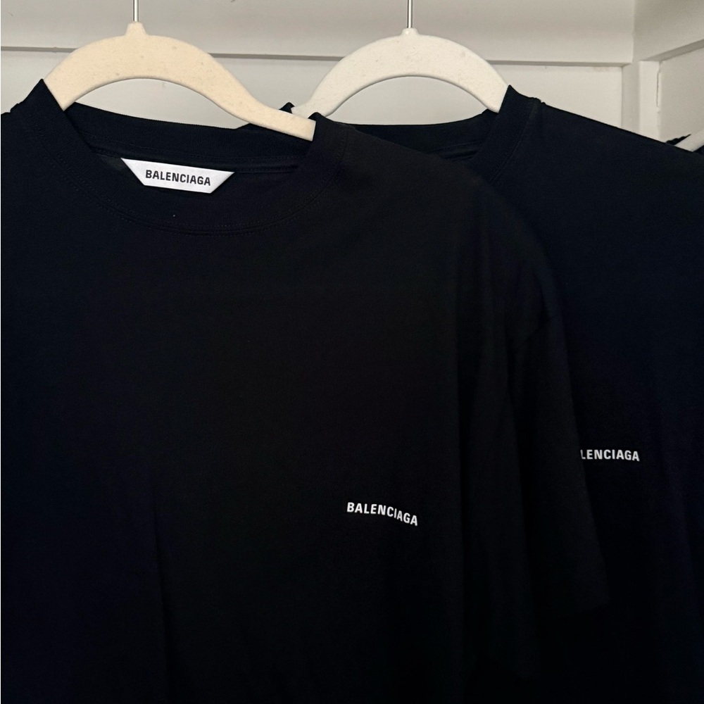 Balenciaga Black Crewneck T-Shirt with White Logo